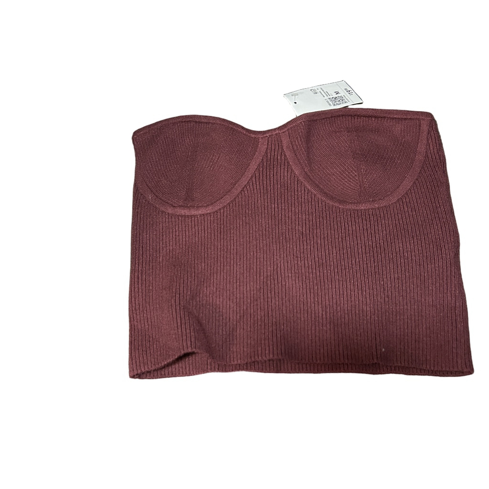 Forever 21 Tube Top - Women's M - Burgundy Ribbed Sweater - Picture 2 of 9